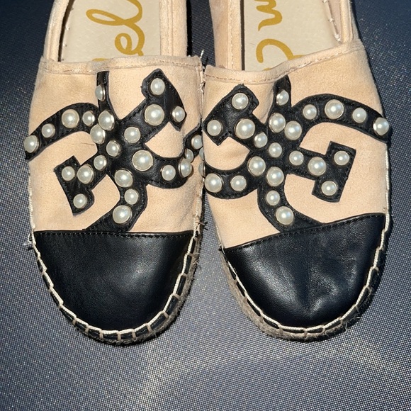 Sam Edelman 7.5 espadrilles tan, pearl & dark navy - Picture 5 of 6